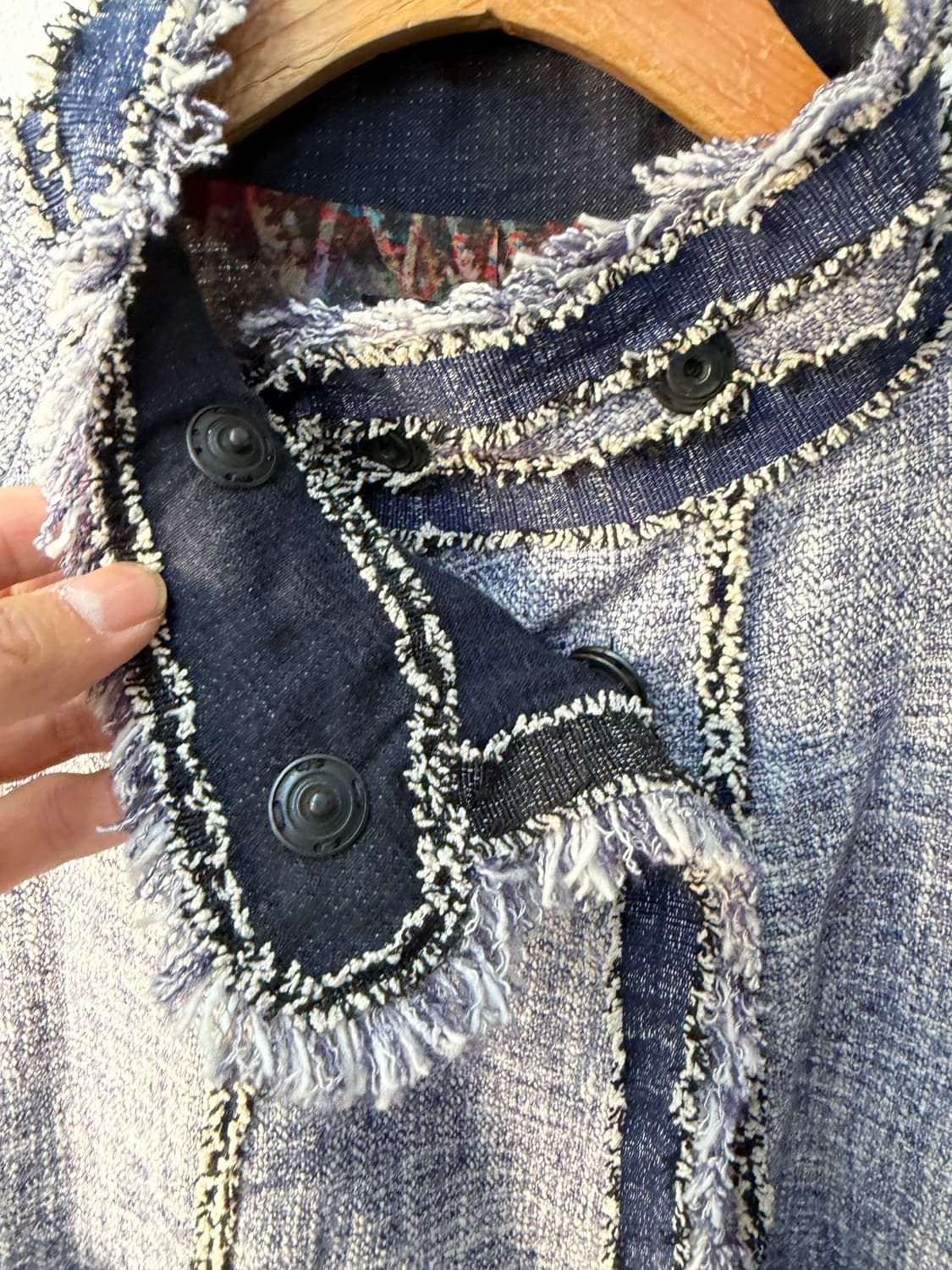 정품) TIME 타임 한섬 트위드 블루 자켓 82 상품이미지4