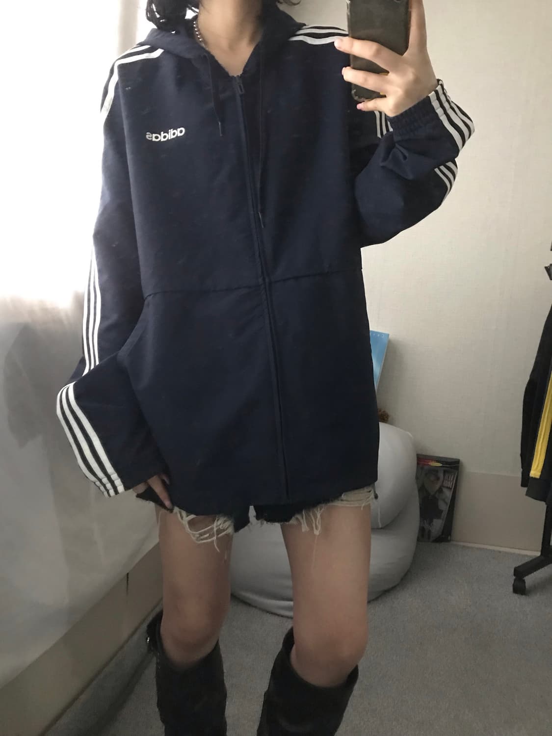 아디다스 네이비 후드 바람막이 상품이미지5