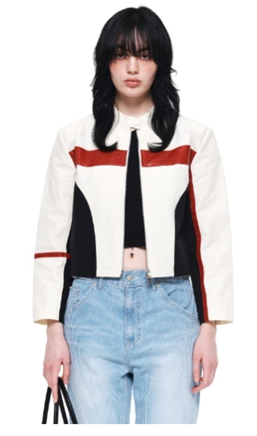 마뗑킴 포우 레더 레이싱 자켓 s 상품이미지1