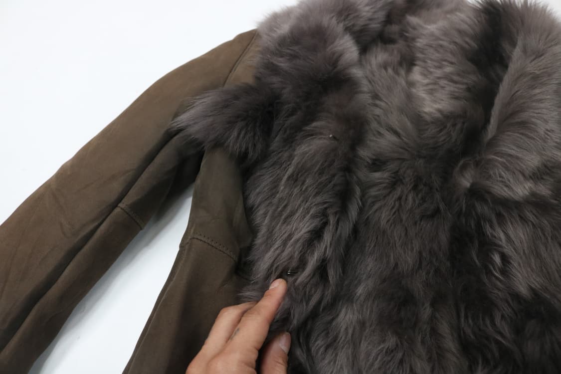 빈티지 브라운 리얼 양털 무스탕 롱 코트 (L) 상품이미지6