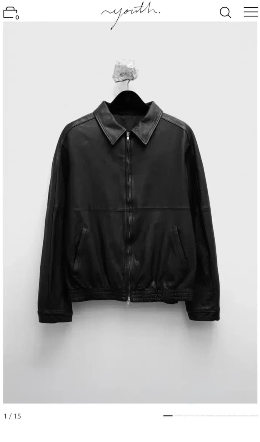 유스 레더 블루종 블랙 M사이즈 판매 상품이미지1