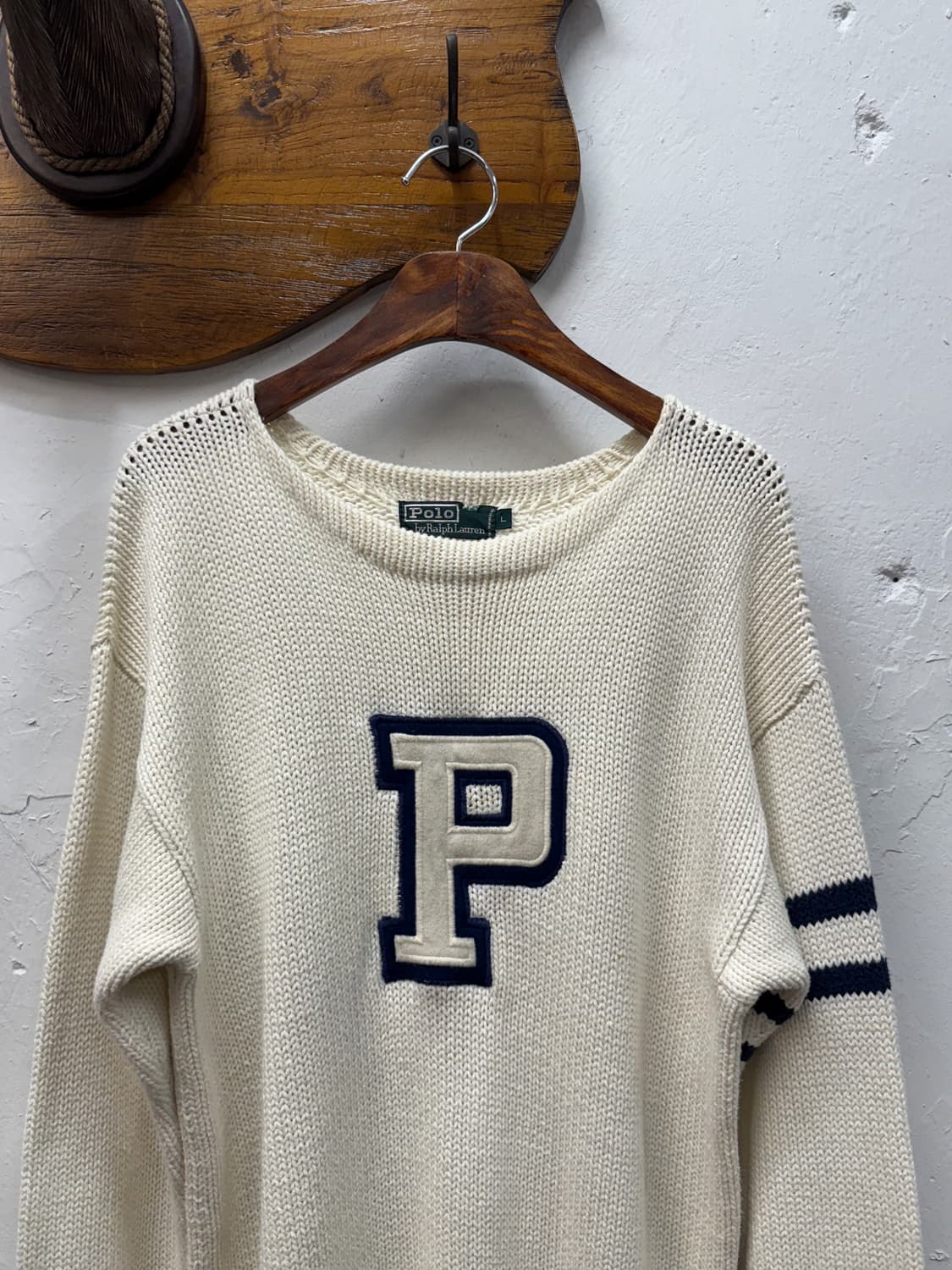 L) Polo by Ralph Lauren Cream Letter Kni 상품이미지1