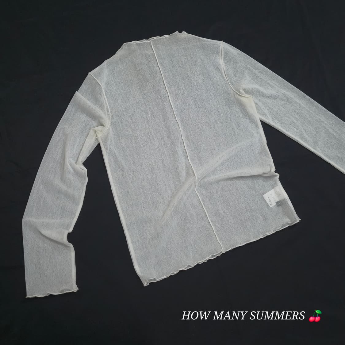 ​Y2K 무드 화이트 메쉬 탑 여리여리한 핏 시스루 레이어드 긴팔 상품이미지4