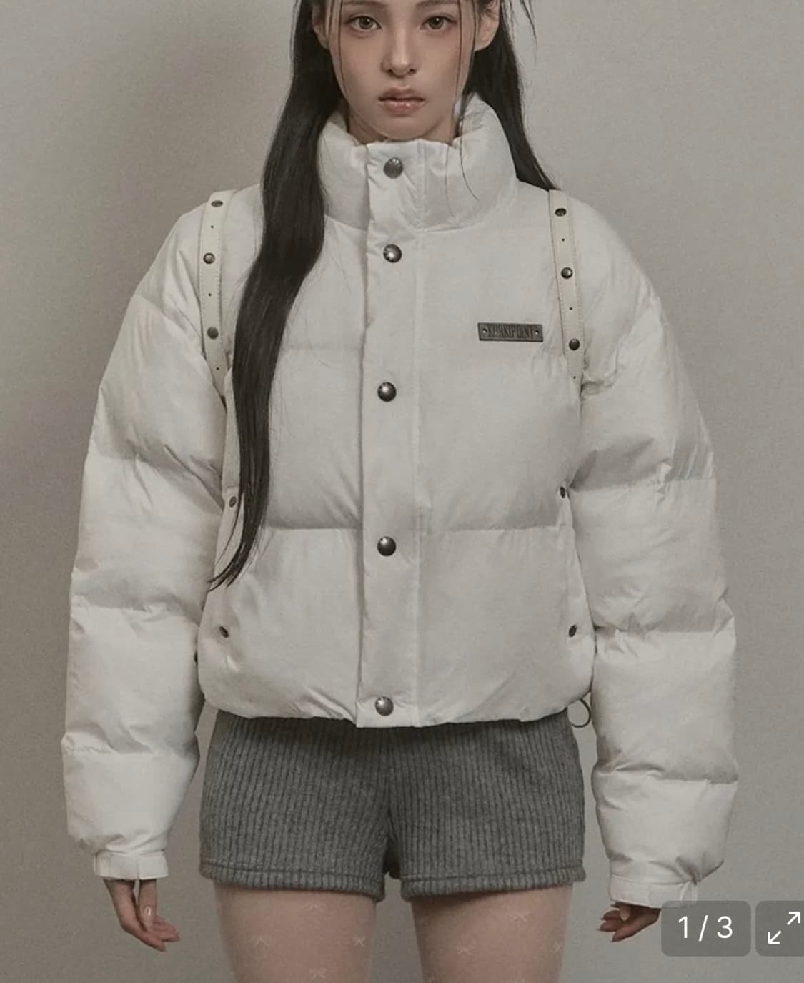 카키포인트 스터드 패딩 자켓 화이트 (새상품) 상품이미지1
