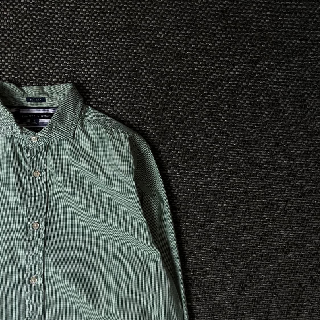 타미힐피거 그린 마이크로 패턴 긴팔 셔츠 커스텀핏 M 상품이미지3