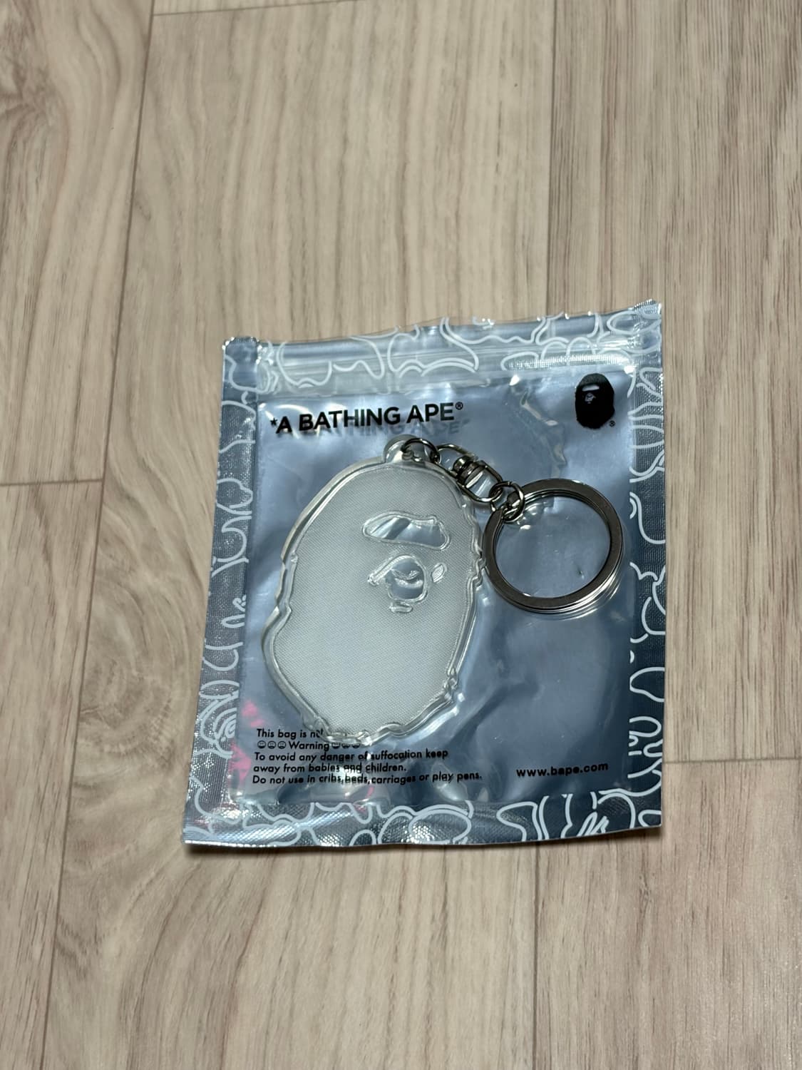 베이프 에이프 헤드 키링 리플렉티브 키체인 화이트 실버 상품이미지4