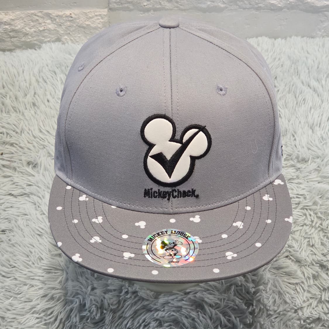 L2-5:디즈니 미키 체크 플랫 바이저 스냅백 56~58cm-거의새거 상품이미지1