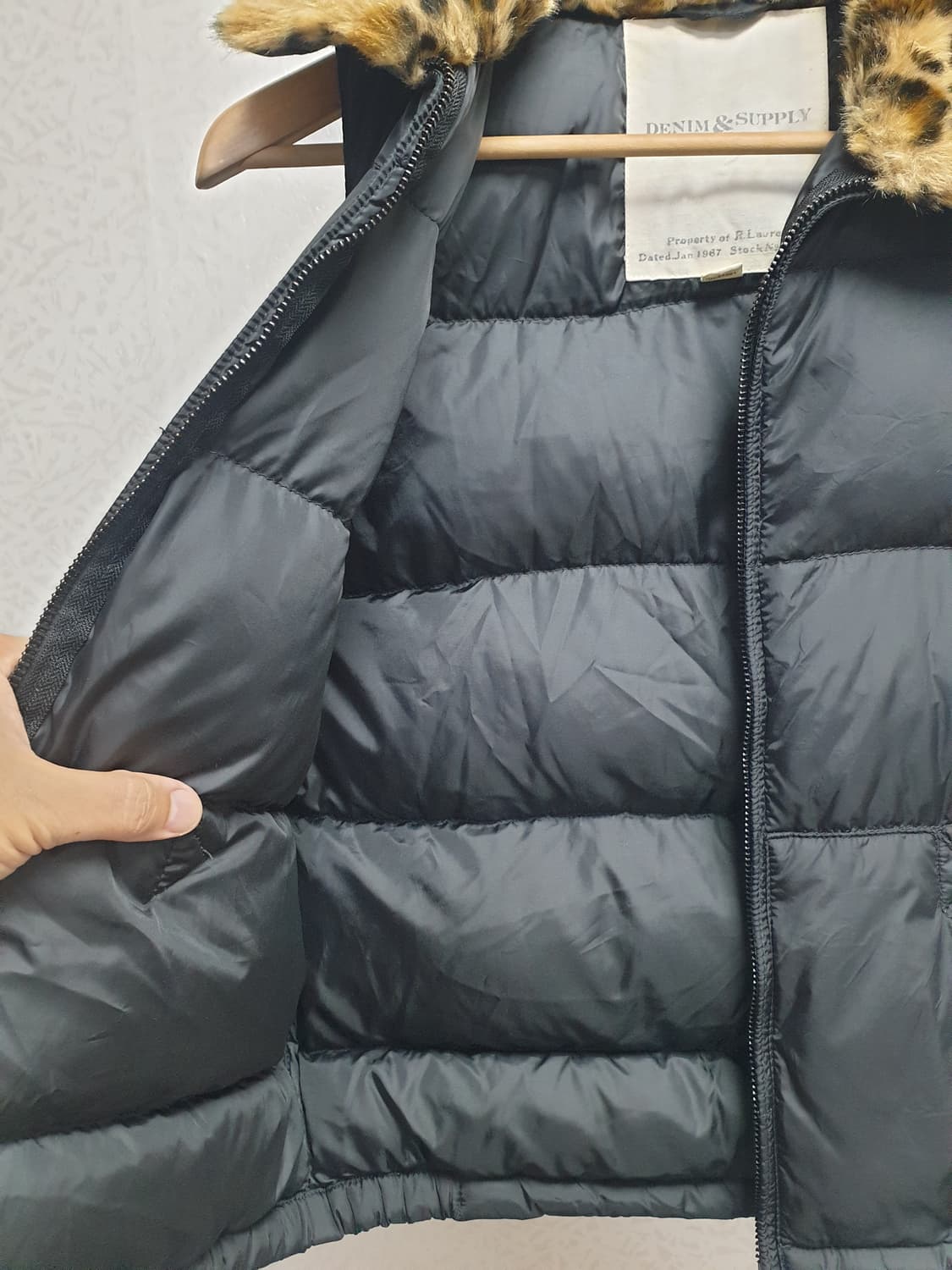 [44~55] 폴로 레오파드 페이크퍼 패딩조끼 블랙 상품이미지7