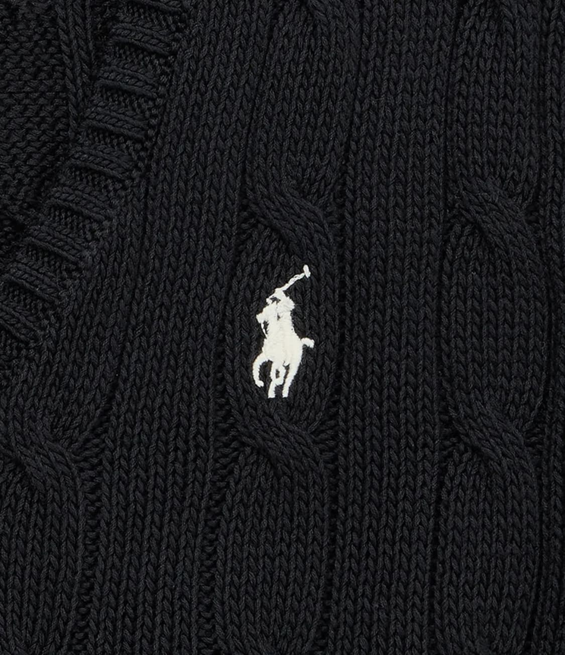 폴로 케이블 니트 코튼 브이넥 스웨터-블랙 M 상품이미지3