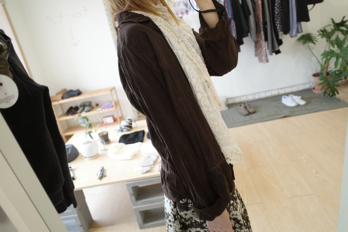 브라운 프릴 셔츠 상품이미지2