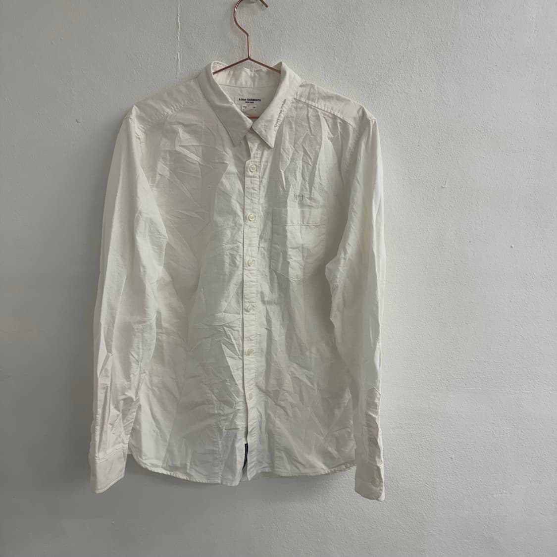 아스페시 a blue garments 화이트 코튼 셔츠 L 상품이미지1