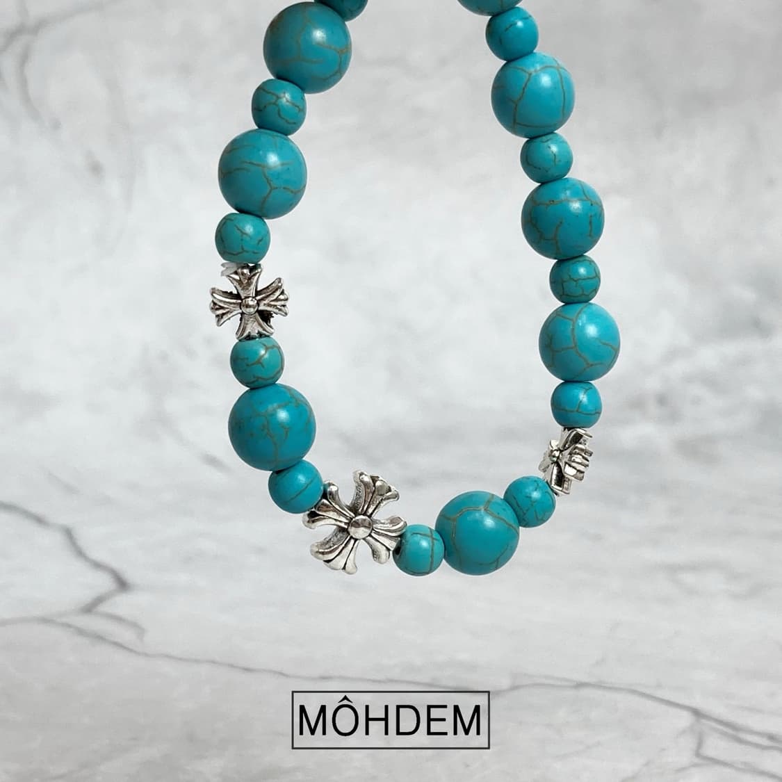 [Unisex] 크로스 터키석 원석 팔찌 상품이미지1