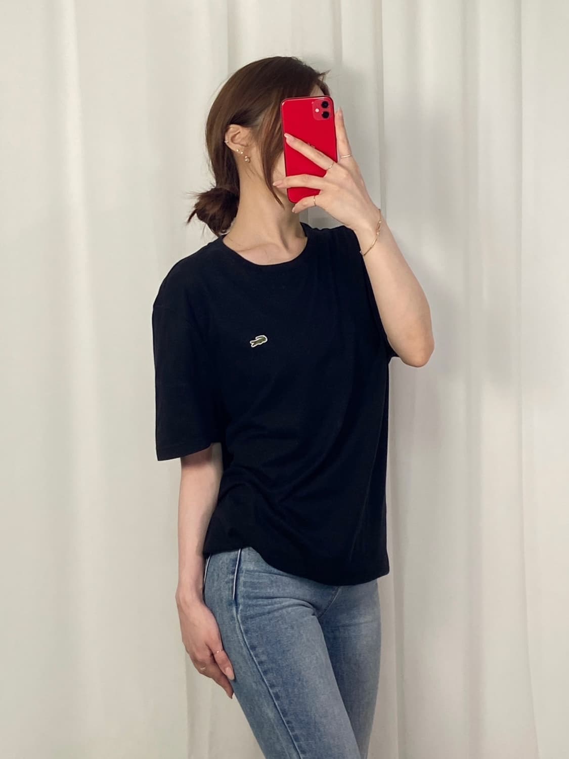 라코스테 블랙 와펜 티 상품이미지3