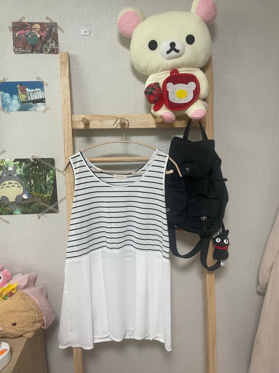모리걸 바선생 체크 펀칭 블라우스 set (착용샷) 상품이미지2