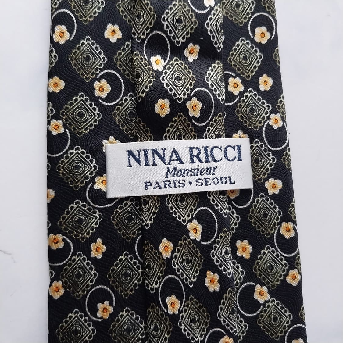 니나리치 실크 블랙 패턴 넥타이 9.9cm A+등급 K2250 상품이미지9