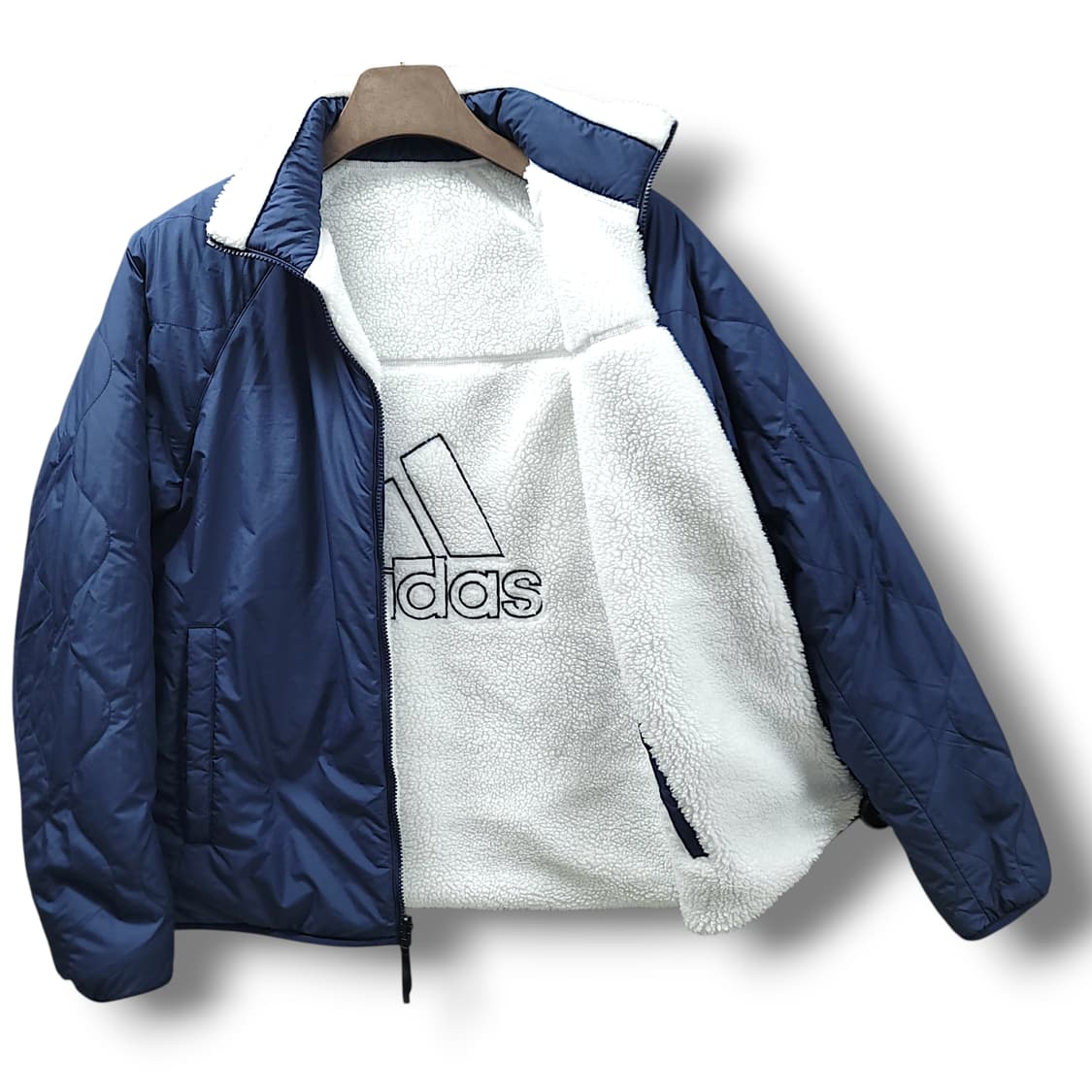 [S] 아디다스 화이트&네이비 쉐르파 리버서블 자켓 상품이미지5