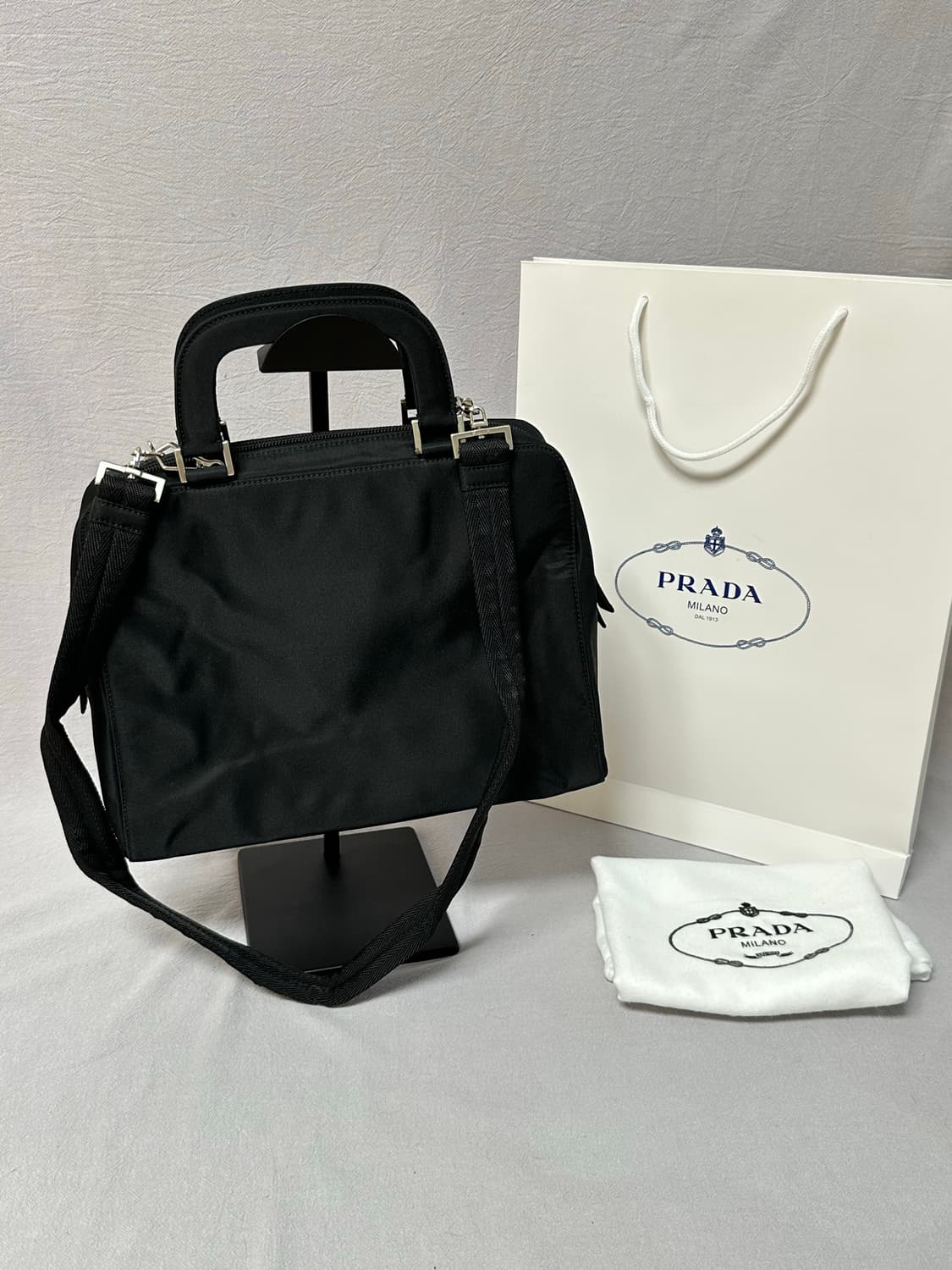 프라다 블랙 나일론 토트백 숄더백 크로스백 상품이미지2