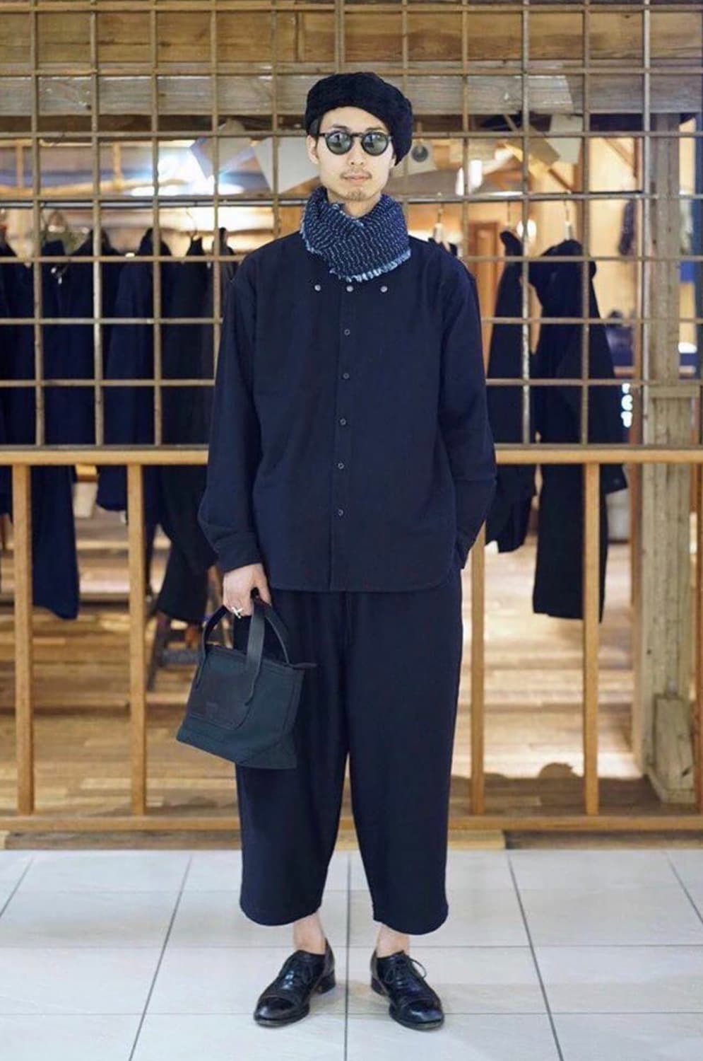 PORTER CLASSIC 스트레치 셔츠 블랙  상품이미지9