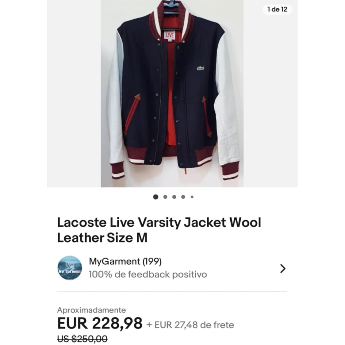 라코스테 LIVE 라이브 레더 슬리브 바시티 자켓 상품이미지2