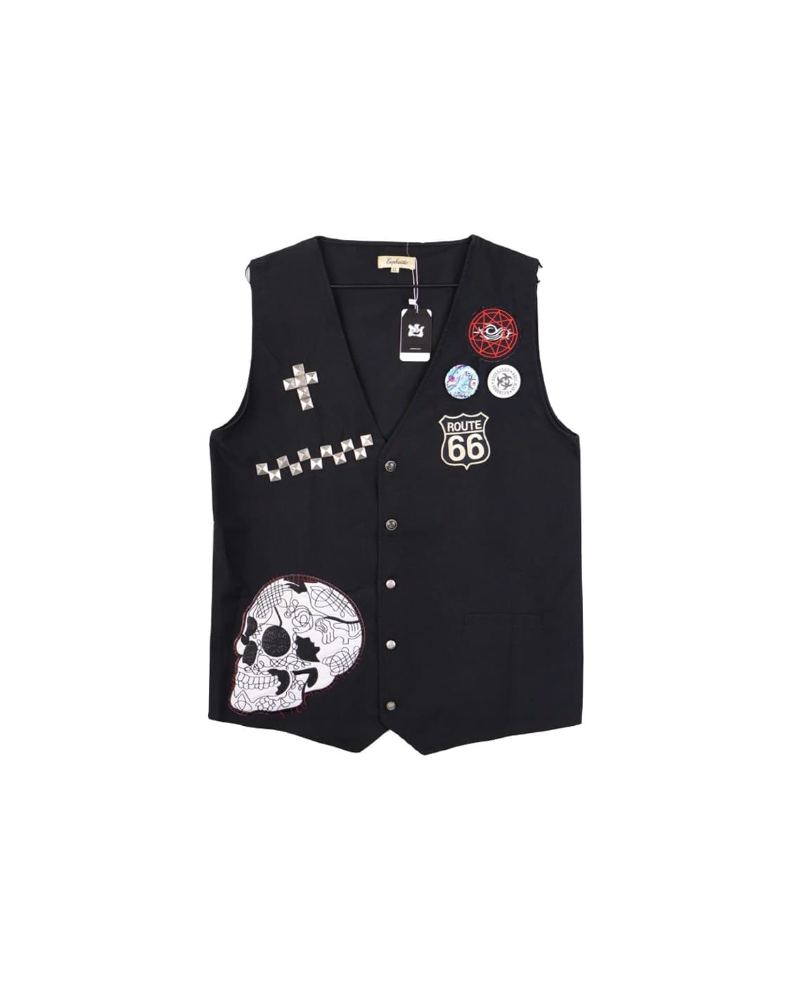 EUPHUISTIC Y2k Skull Patch Vests 상품이미지3