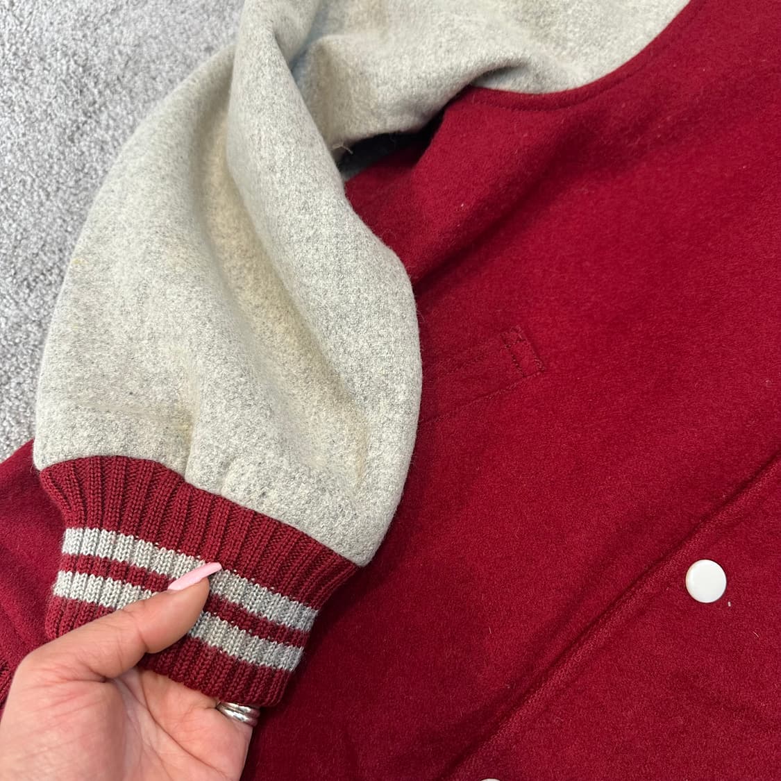 JPN 빈티지 레드/오트밀 바시티 자켓~L 상품이미지7