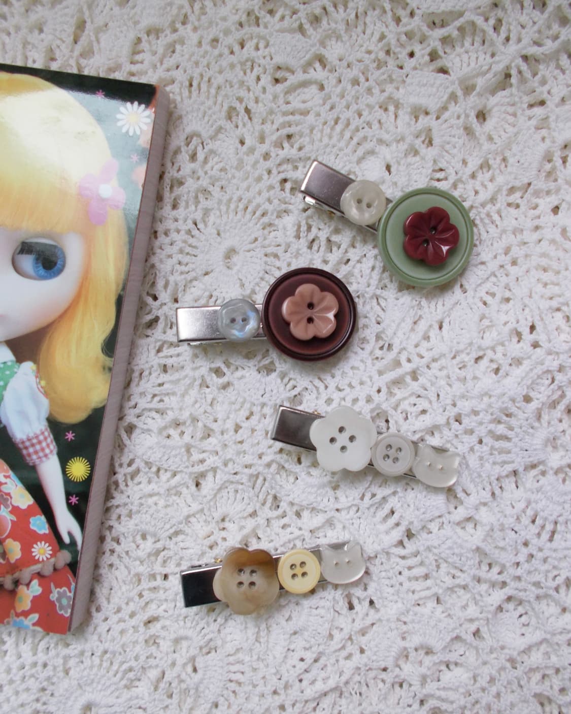 Cute Girl Button Hair-pin 꽃 단추 헤어핀 상품이미지8