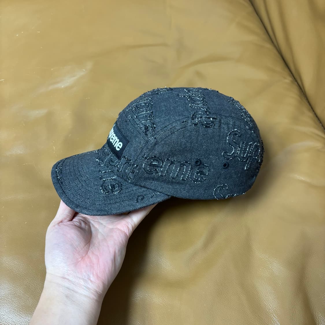 슈프림 캠프캡 모자 박스로고 데님 블랙 상품이미지4