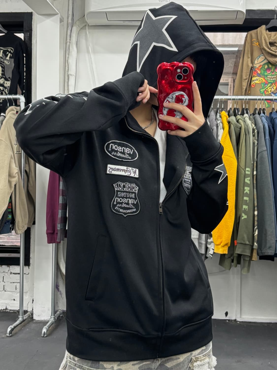 밴슨 레더 사이드 스타 후드집업 상품이미지5