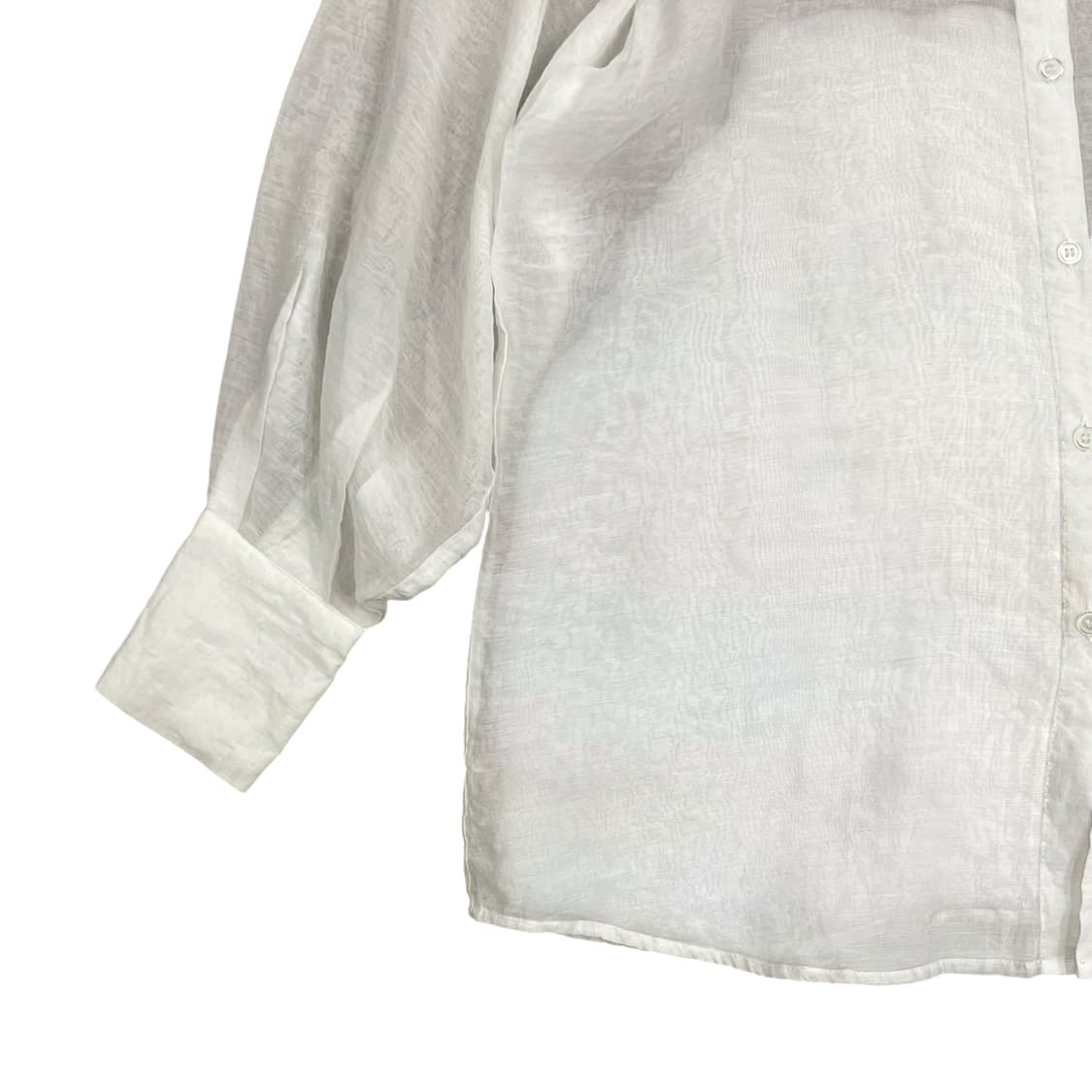 Slit Detail White See Through Shirt 상품이미지3