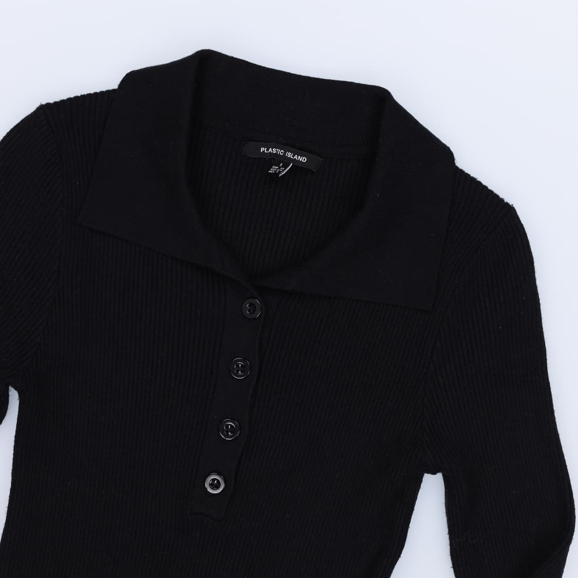 [S] 플라스틱아일랜드 여성 카라 골지 니트 블랙 3908 상품이미지3