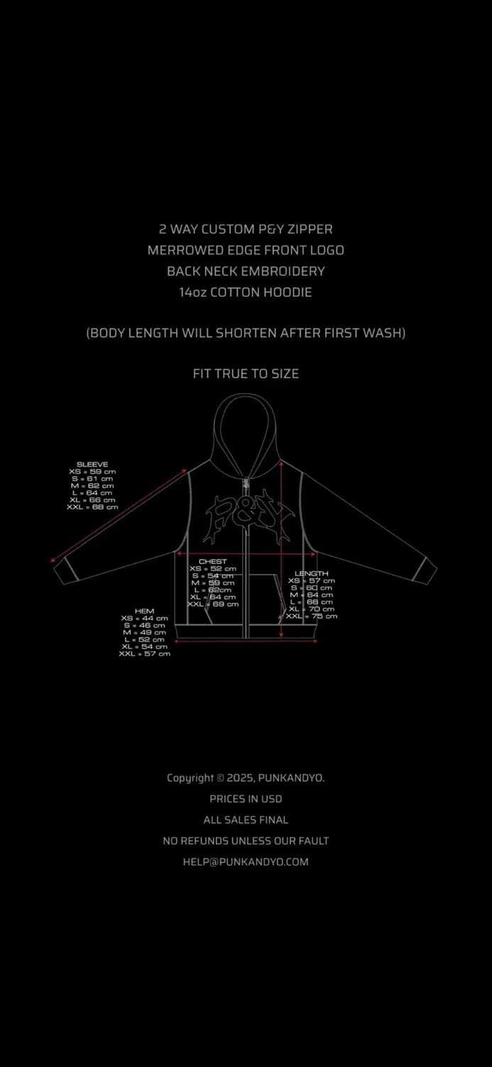 펑크앤요 punkandyo 로고 후드집업 블랙 상품이미지2