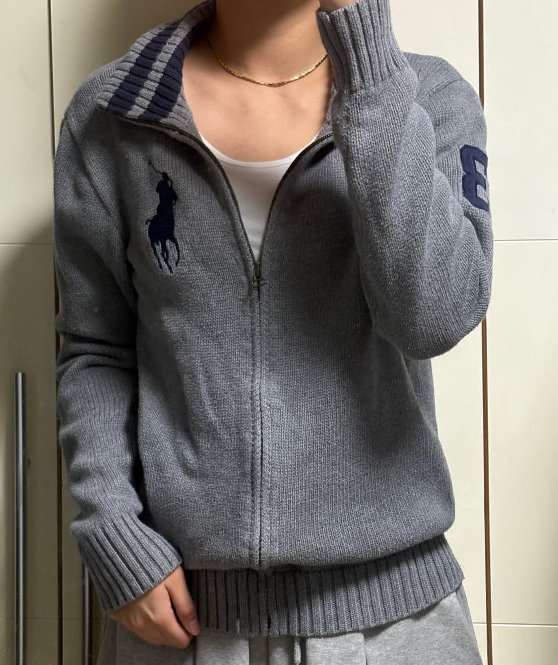 폴로 랄프로렌 빅포니 그레이 니트집업 상품이미지1