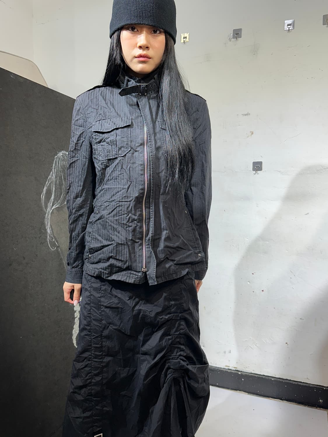 일본빈티지 블랙 고딕 하이넥 자켓 M 상품이미지3