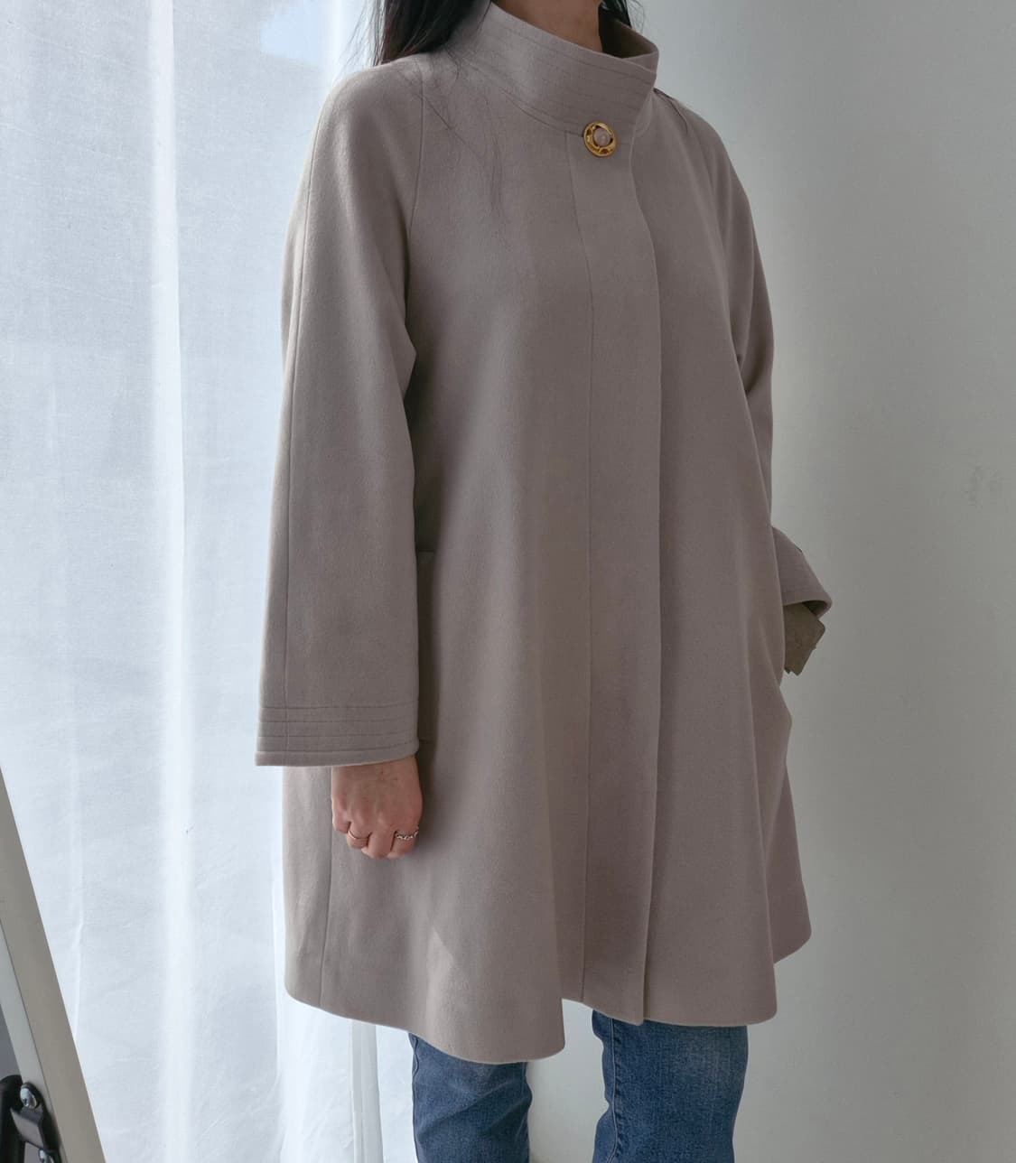 이태리 원단 캐시미어100% A라인 연보라그레이 코트 상품이미지2