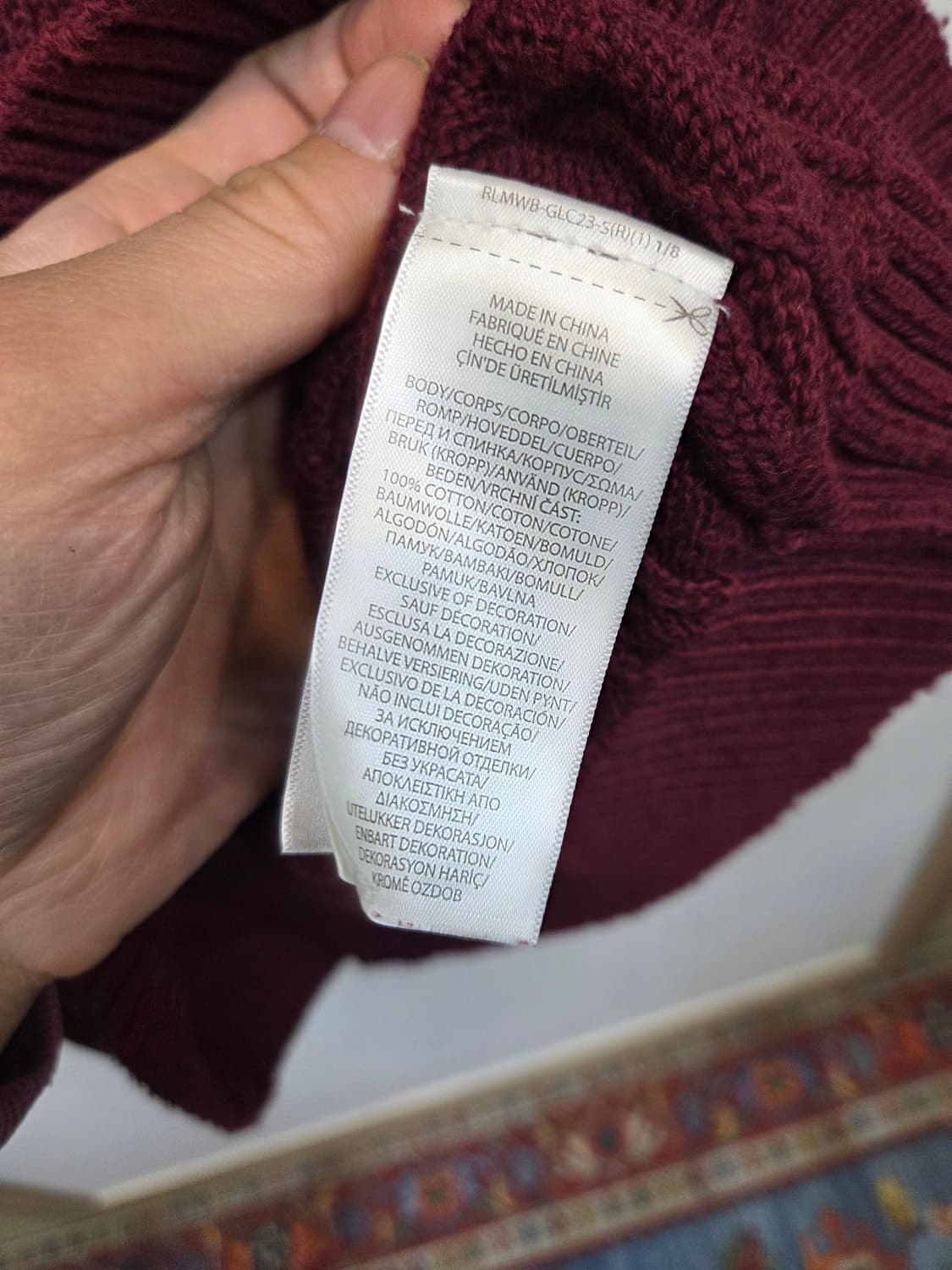 폴로랄프로렌 케이블 꽈배기 니트 xl 버건디 상품이미지4