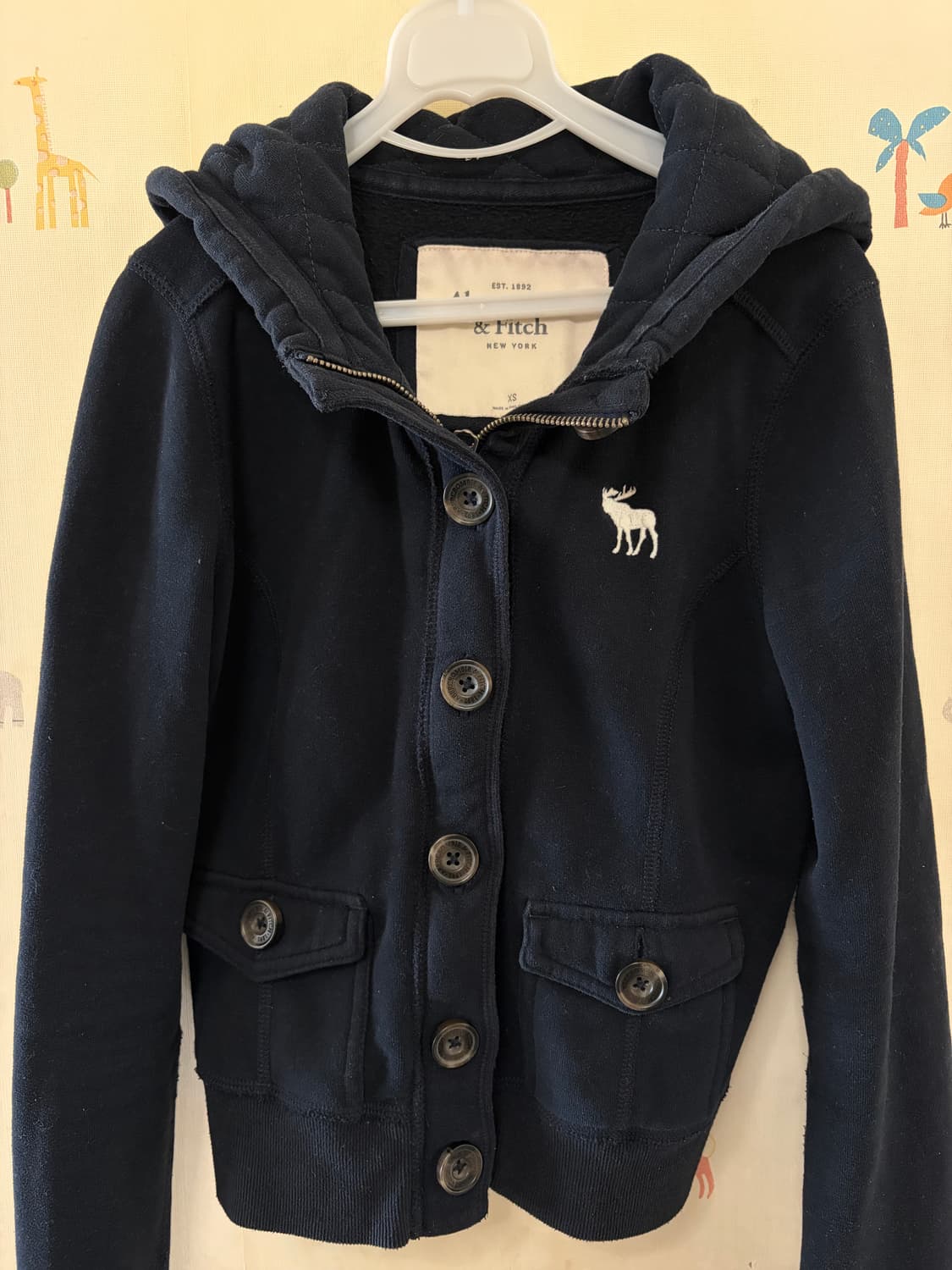 희귀매물 아베크롬비 단추 후드 집업 네이비 상품이미지1