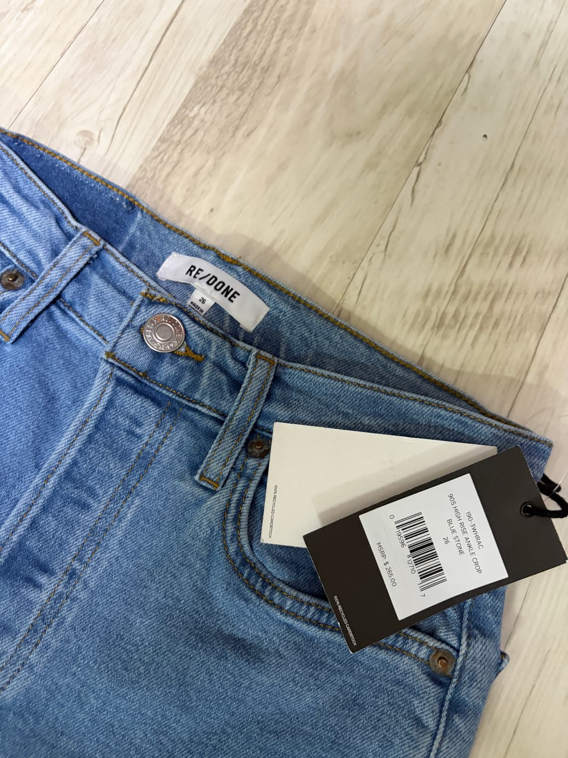 [26] RE/DONE 90s 하이라이즈 앵클 크롭 데님 새상품 상품이미지2