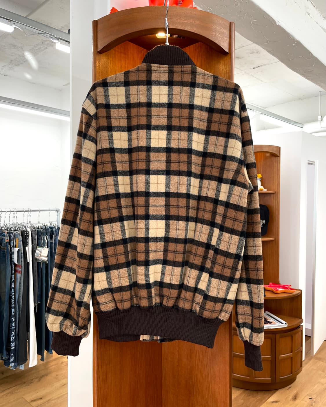 [L] 80s 체크 울 블루종 자켓 상품이미지4