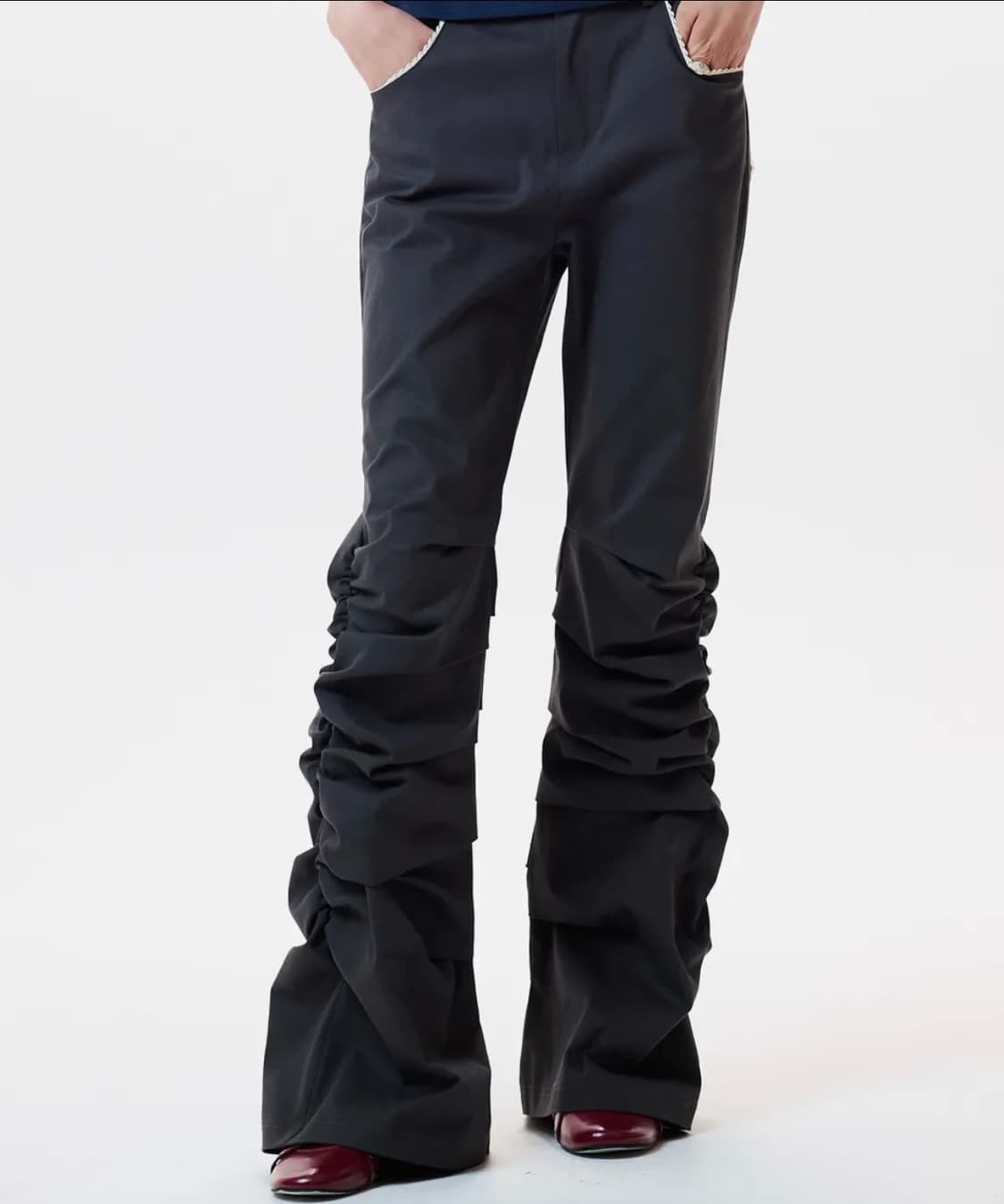 IM FRILL SHIRRING PANTS(CHARCOAL)  상품이미지3