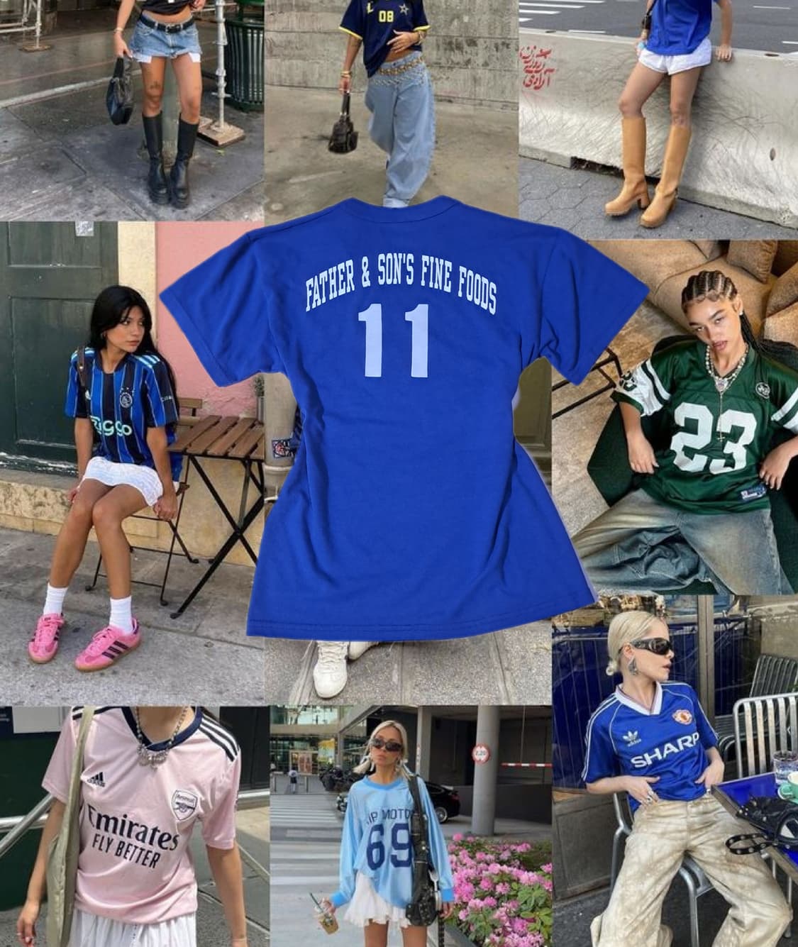 Y2K 스포티 넘버 반팔티셔츠 블루 상품이미지1