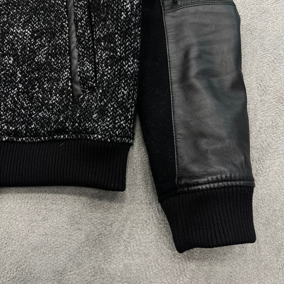 105 바쏘옴므 양가죽 울니트 도킹레더자켓 상품이미지4