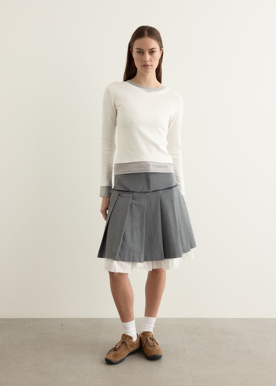 [S,M]기마구아스 TAILORED 레이어드 미디 스커트 상품이미지2