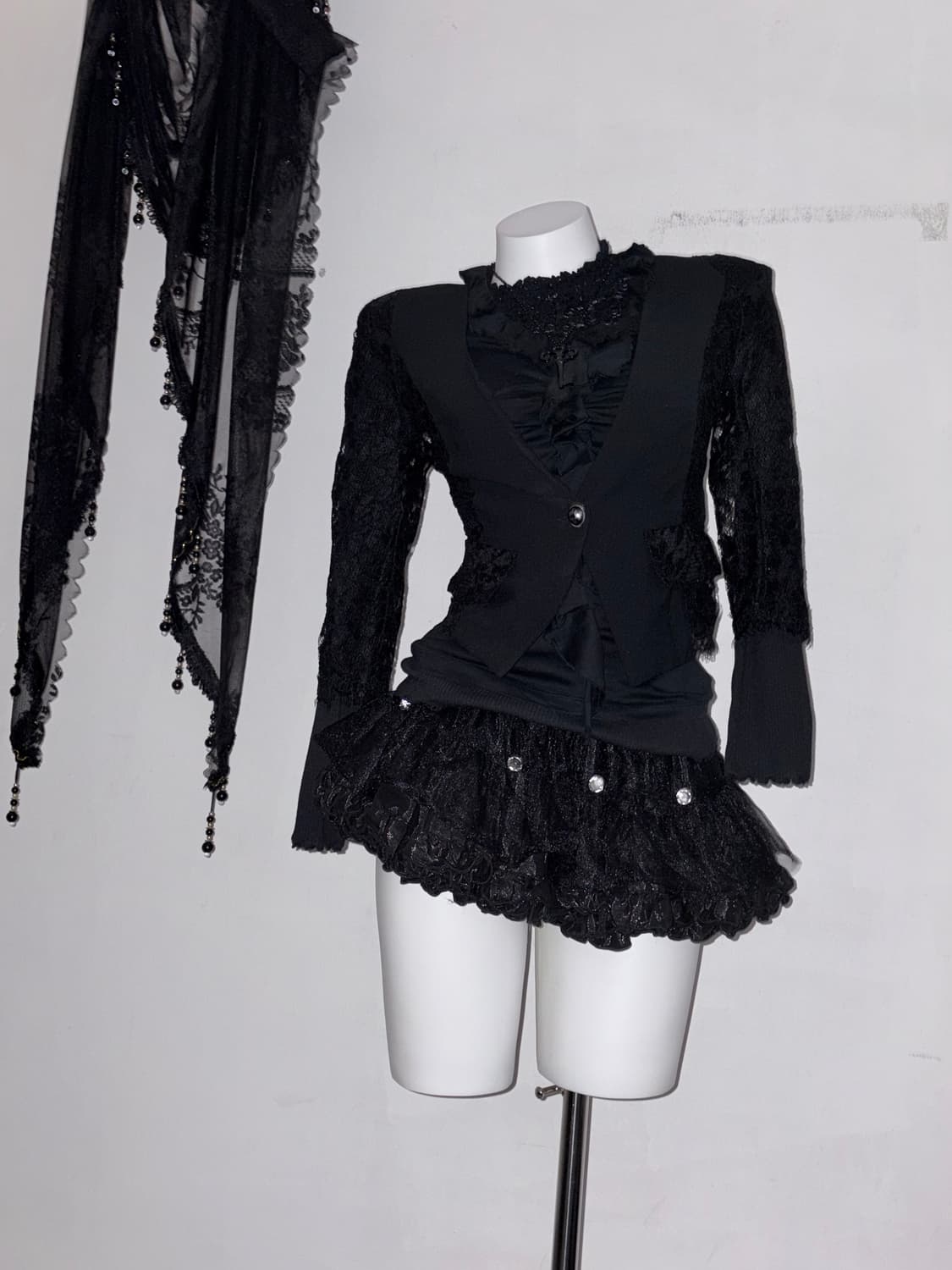 올블랙 고스코디세트 공겜여주 고딕 다크페어리 3피스 상품이미지3