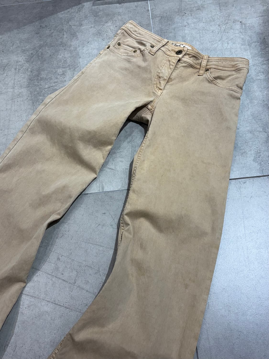 베이지 신치백 와이드 플레어 팬츠 상품이미지4