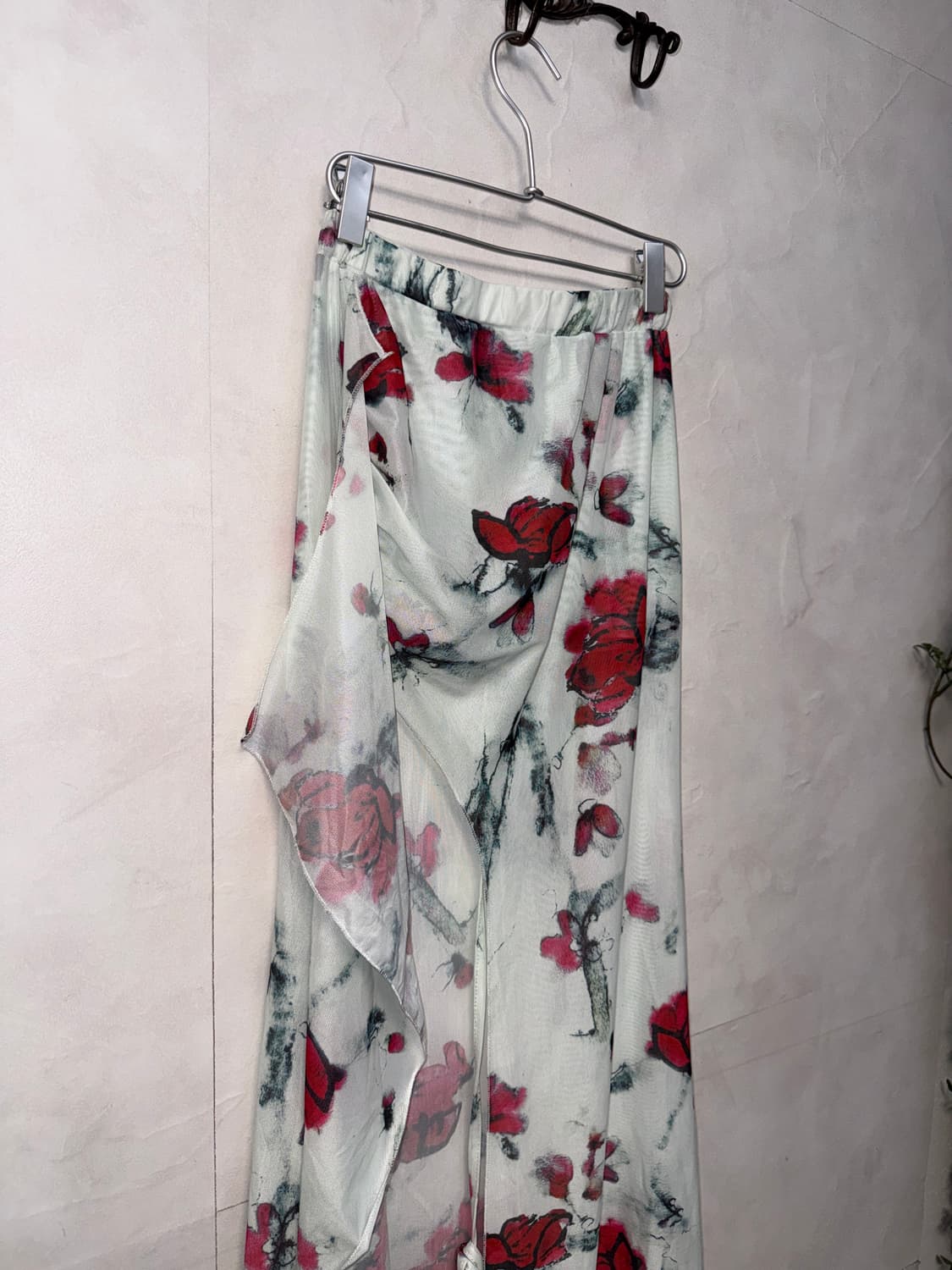 Sky blue oriental floral ruffle satin sk 상품이미지5