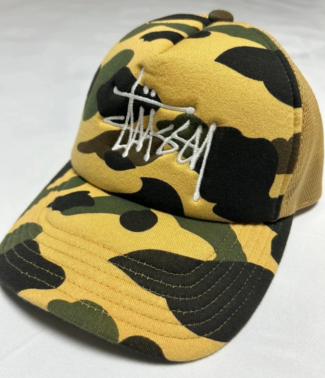 Stussy x BAPE Trucker Cap Yellow 스투시 베이프 상품이미지1