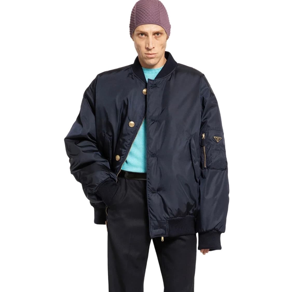 [S급/XL] 프라다 리나일론 봄버 블루종 자켓 다크네이비 상품이미지8
