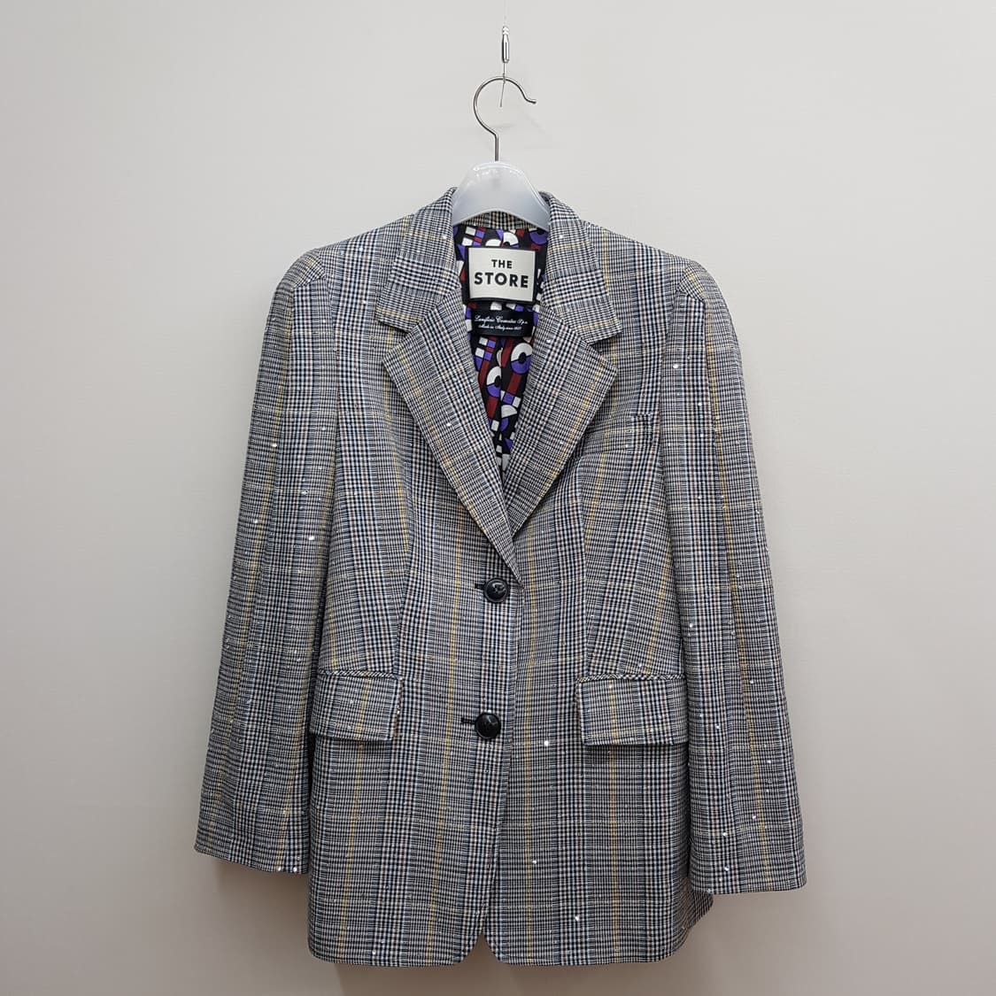 한섬 더스토어 패턴 안감 체크 싱글 자켓  s사이즈 상품이미지1