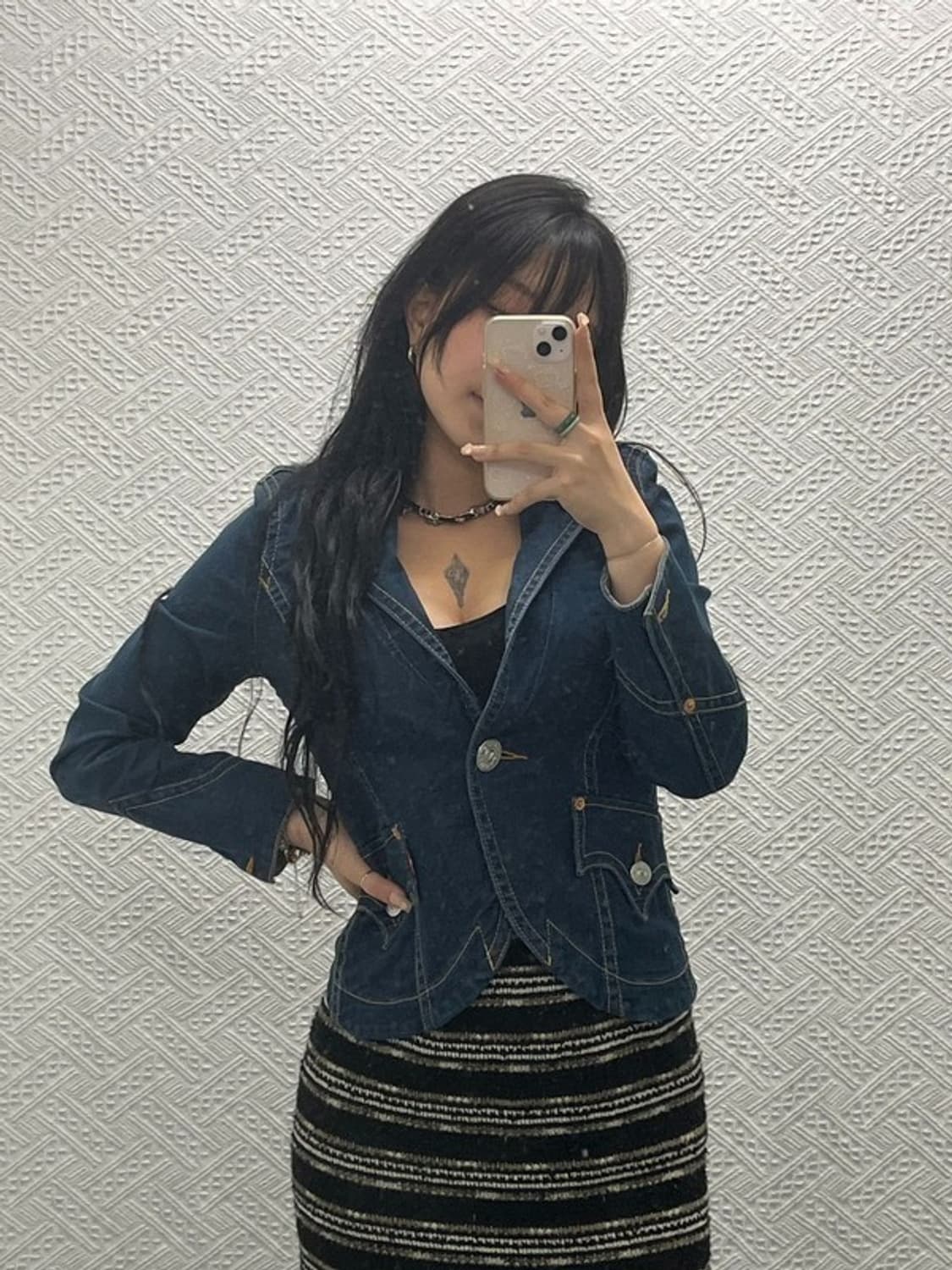 리바이스 컷팅 디테일 원버튼 데님 자켓 M C06447 상품이미지2