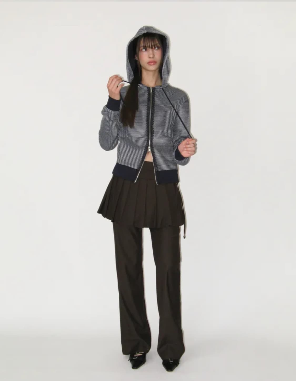 썬번프로젝트 레이스 스트라이프 집업 후디 상품이미지2